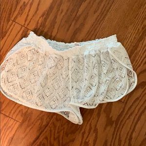 White swim cover up shorts